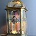 Brass Lantern with Curved Glass Table Lamp