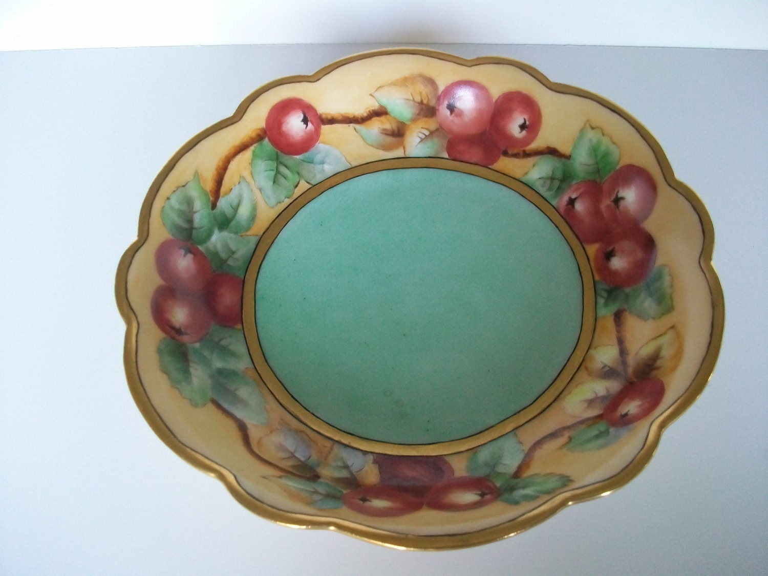 Country French Limoges Bowl with Currants  c 1910