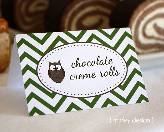 Buy gift labels and cards - Owl Baby Shower Tented Food Labels / Buffet Labels / Note Cards / Gift Tags Printable