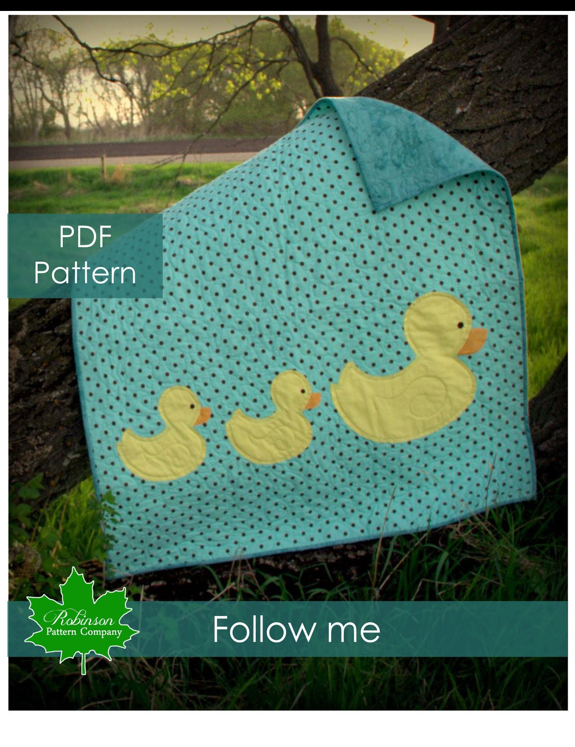 PDF Quilt Pattern - Follow me - easy and modern baby quilt of a mother duck and her ducklings