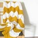 Chevron Throw Blanket--Mustard Yellow and White Zig Zag Afghan MADE TO ORDER