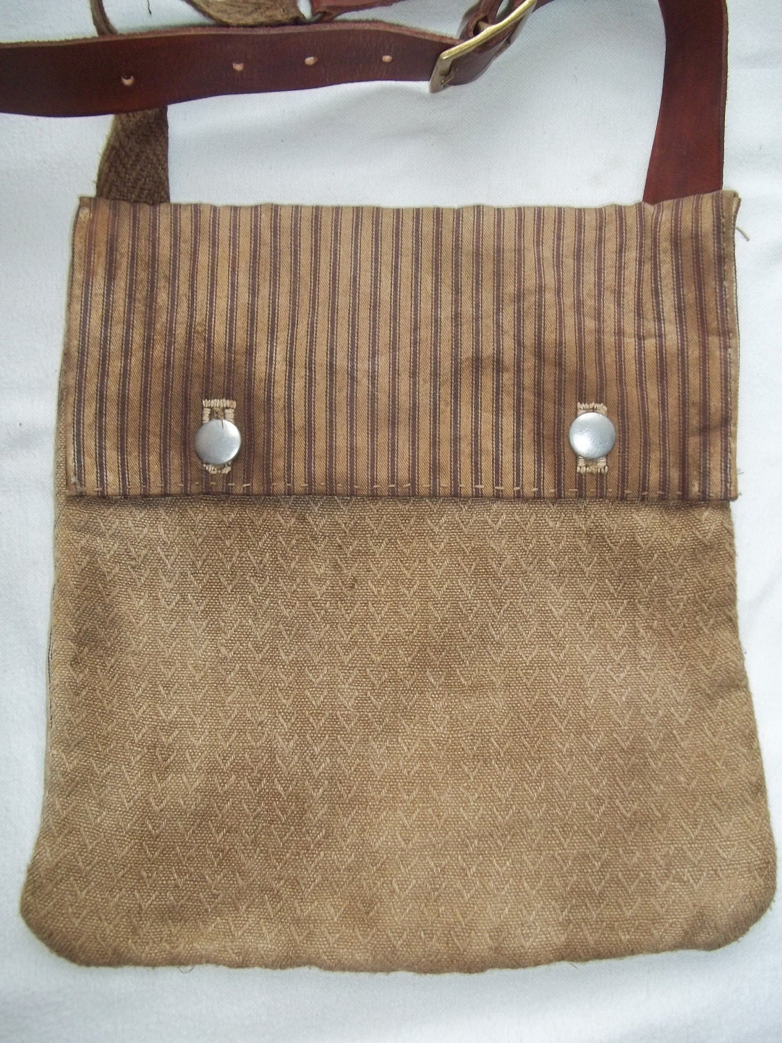 Handsewn Hemp/Ticking Haversack for Reenactment or Outdoorsman