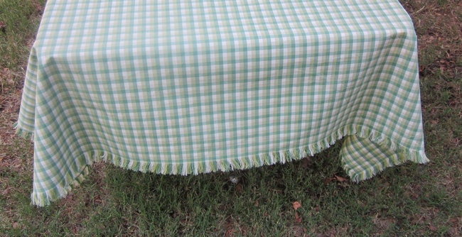 Reversible Retro Green Check Tablecloth 54x72