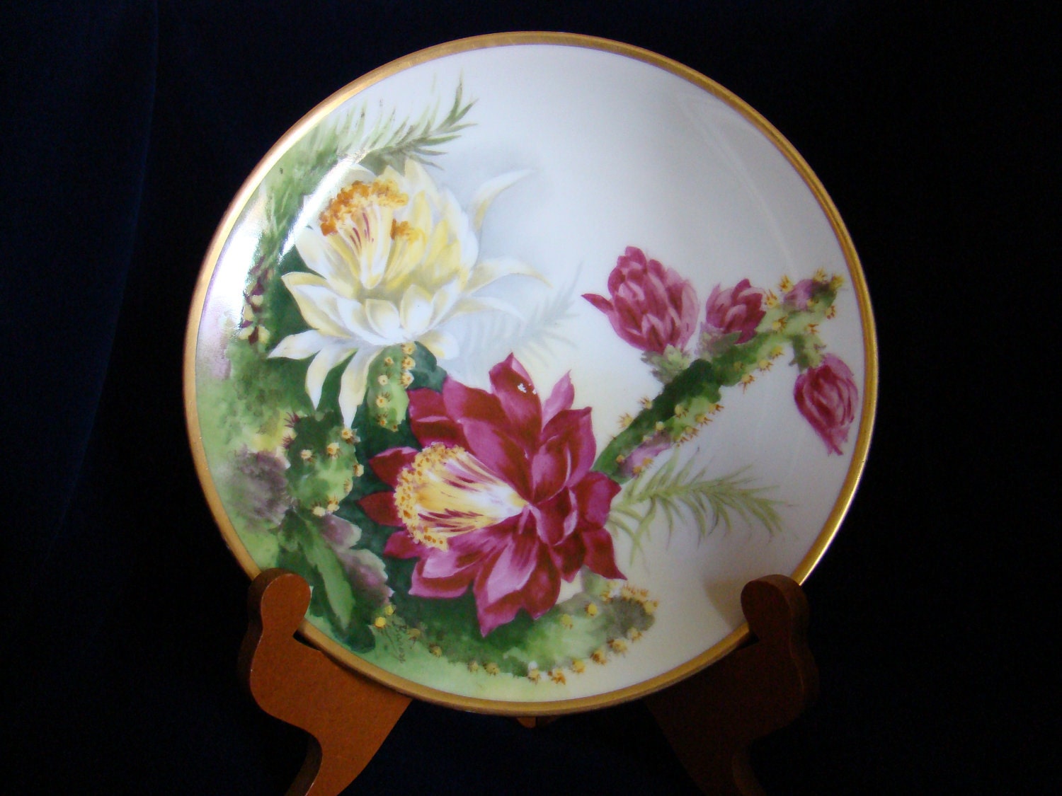 Vintage Lanternier Limoges c1890s Rose Plate
