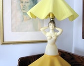 1950s Gilbert Creation Yellow Plastic Lady Boudoir Lamp
