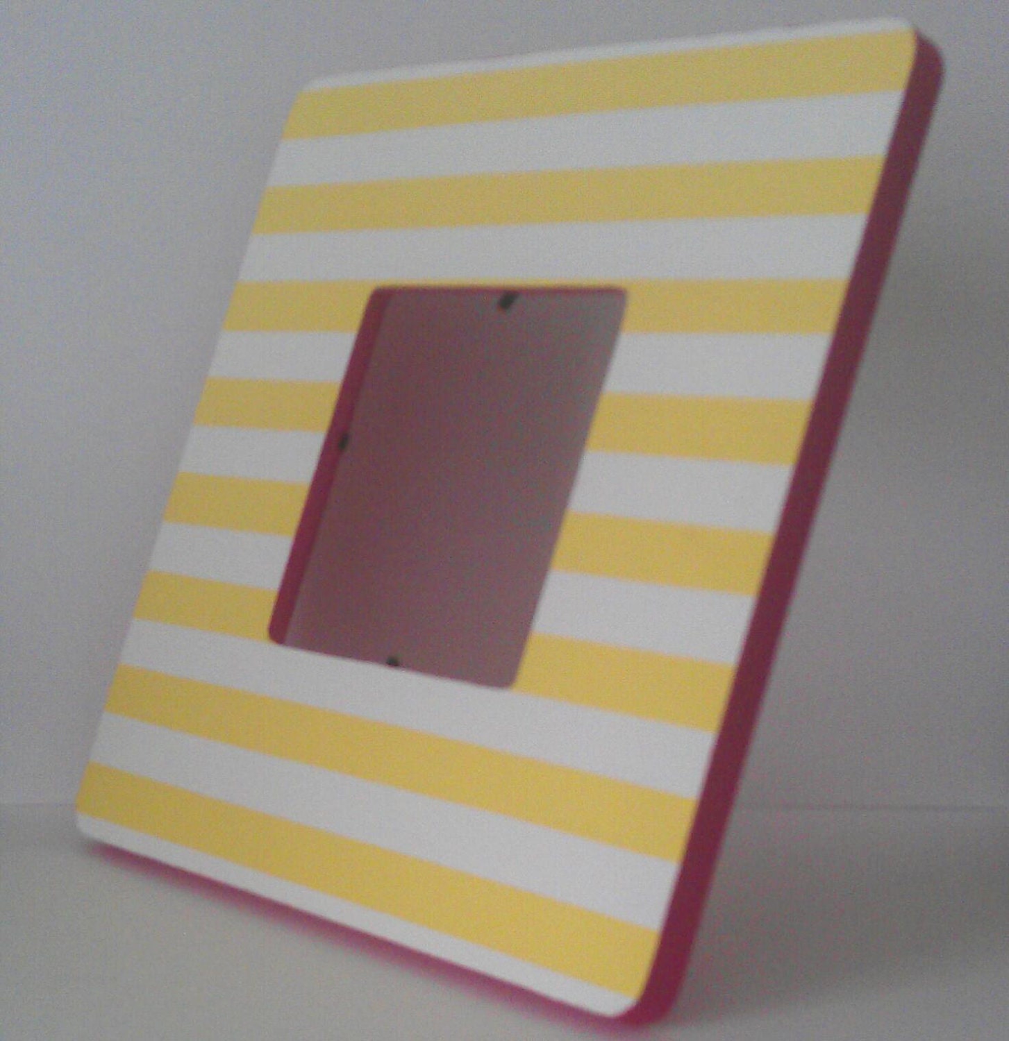 Hand-painted Yellow and White Striped Picture Frame