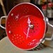 Red Colander Clock, Repurposed Vintage Style Porcelain Enamel Kitchenware - Mothers Day Special