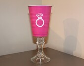 Diamond Ring Pink solo cup wine/beer/spirit glass - Personalized & Perfect for your wedding or bachelorette party