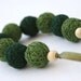 Green bracelete of a thread cotton for women lace textile wooden beads natural woodland gift idea fall fashion