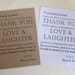 Wedding Thank You Card - guests' dinner plates or wedding favor