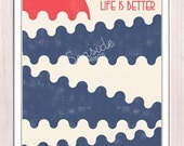 Wall decor poster Coastal Life is Better - Vintage Abstract Sunset Print  Pop style wall art sea life desingn