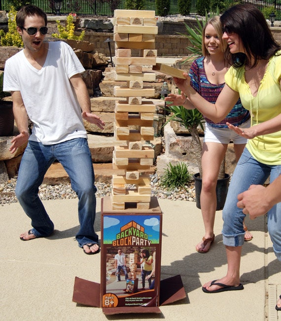 Backyard Block Party - Outdoor Game - HUGE version of the wood block game you play inside