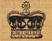 French Crown Royal Vintage Crowns Digital Collage Image Iron On Transfer For Prints Jewelry Fabric Pillows Tea Towels Tote Bags Crowns 30