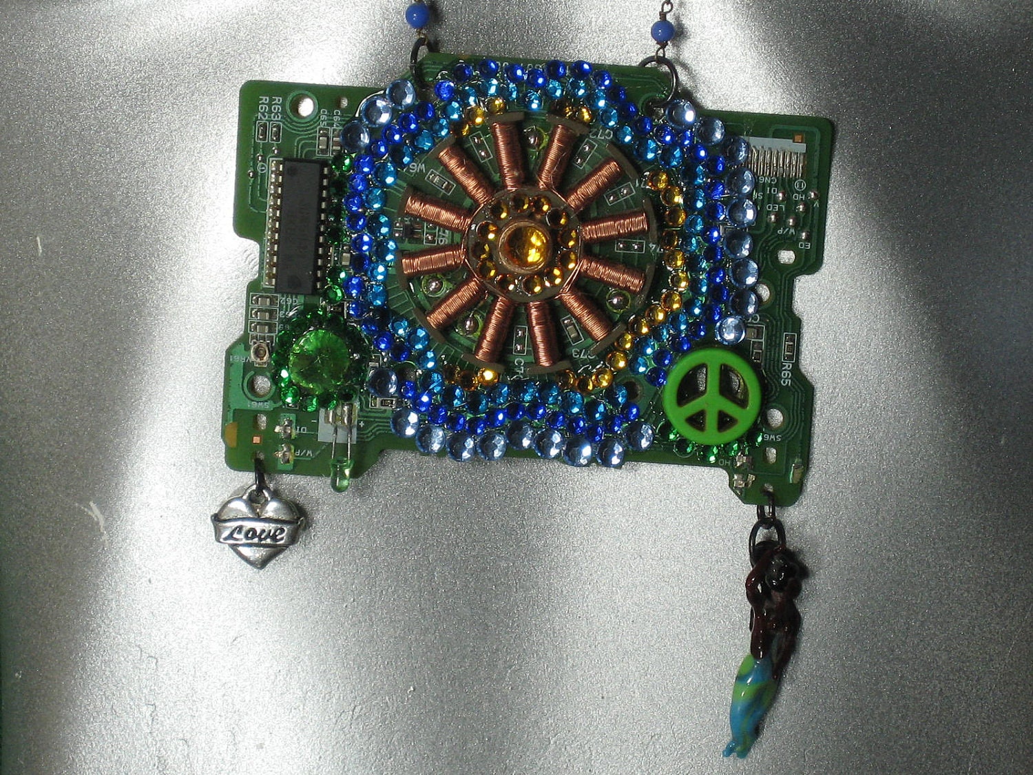 Handmade Upcycled Womens Necklace Jewelry Fashion Accessories Computers and Clocks, Clocks by DanO, Free Priority Shipping Included
