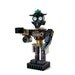 cowboy robot miniature, robot sculpture, western cowboys and aliens, futuristic, upcycled computer parts, geek office decor