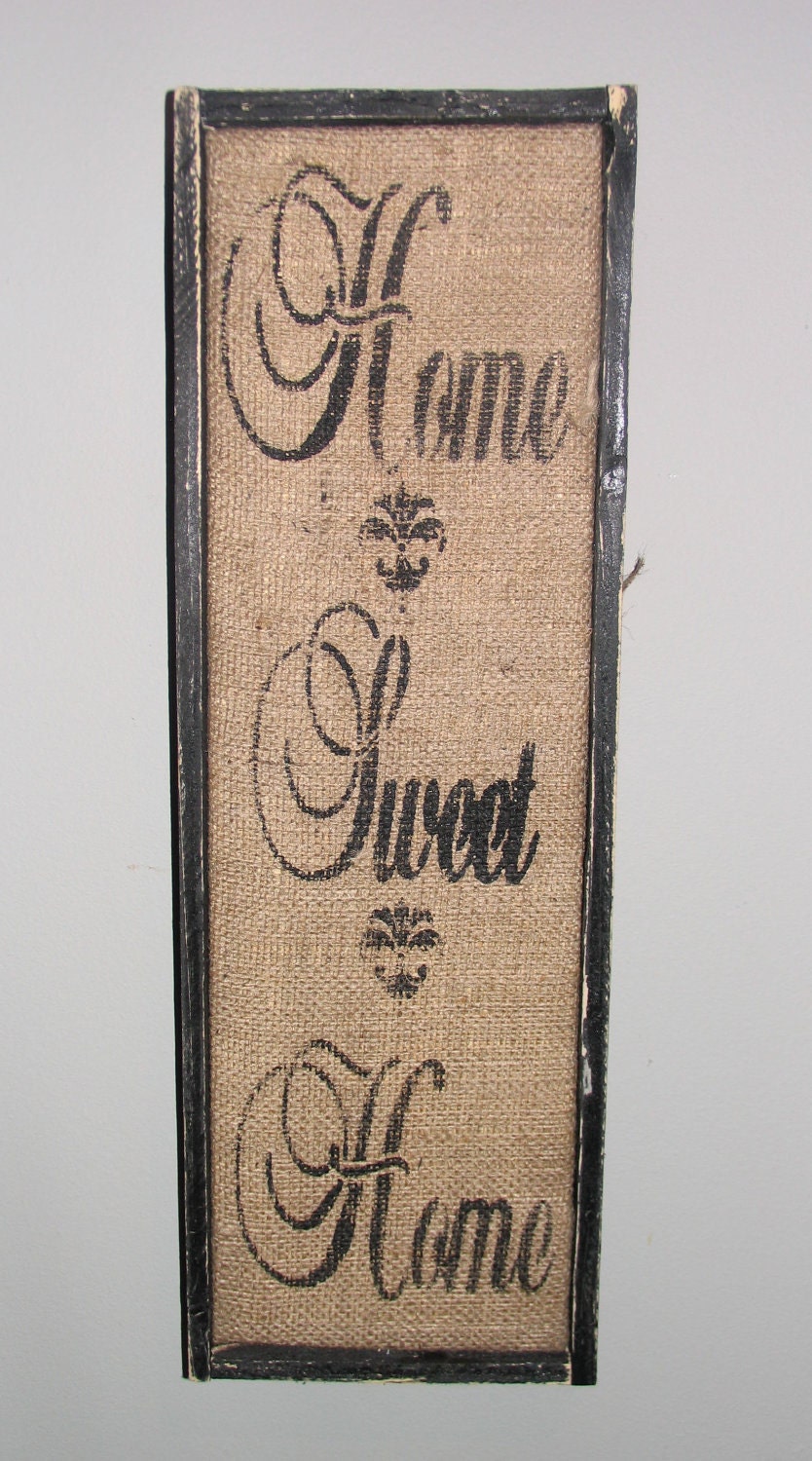 Home Sweet Home sign on natural burlap with wood frame FREE SHIPPING