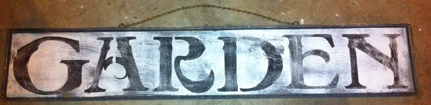 Large Customized Primitive Wood Painted Garden Sign with wood frame FREE SHIPPING