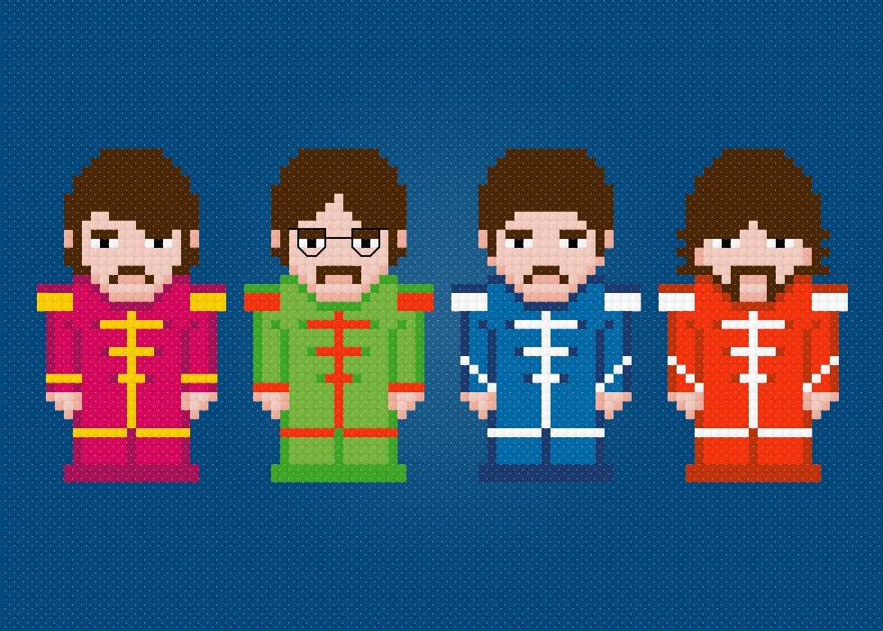 The Beatles Rock Band Cross Stitch PDF Pattern Download