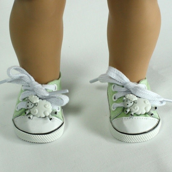 Hand Embellished Tennis Shoes fit 18 in Doll  - American Girl Doll