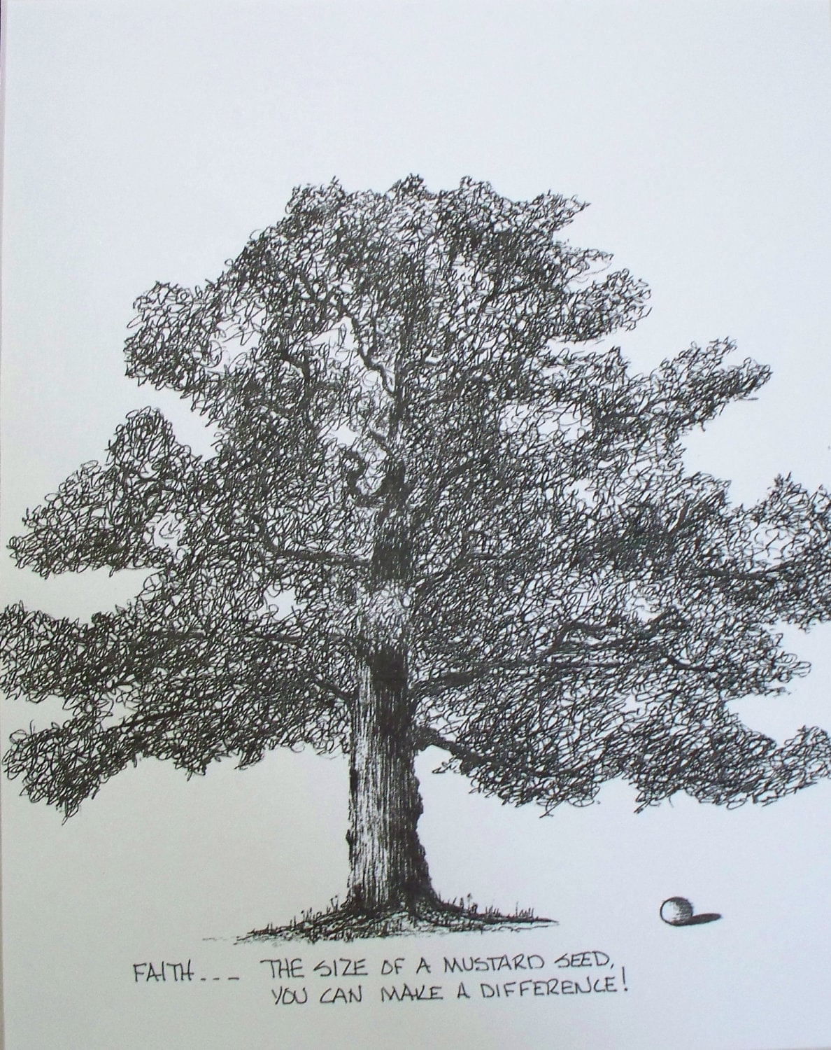 Items similar to Mustard Seed Tree Print from Original Drawing