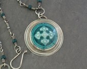 Sterling Silver & Teal Porcelain Pendant Necklace