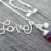 Silver LOVE Wire Wrapped Crystal Pendant Moonstone Heart Bead adjustable chain Necklace Wire Writing
