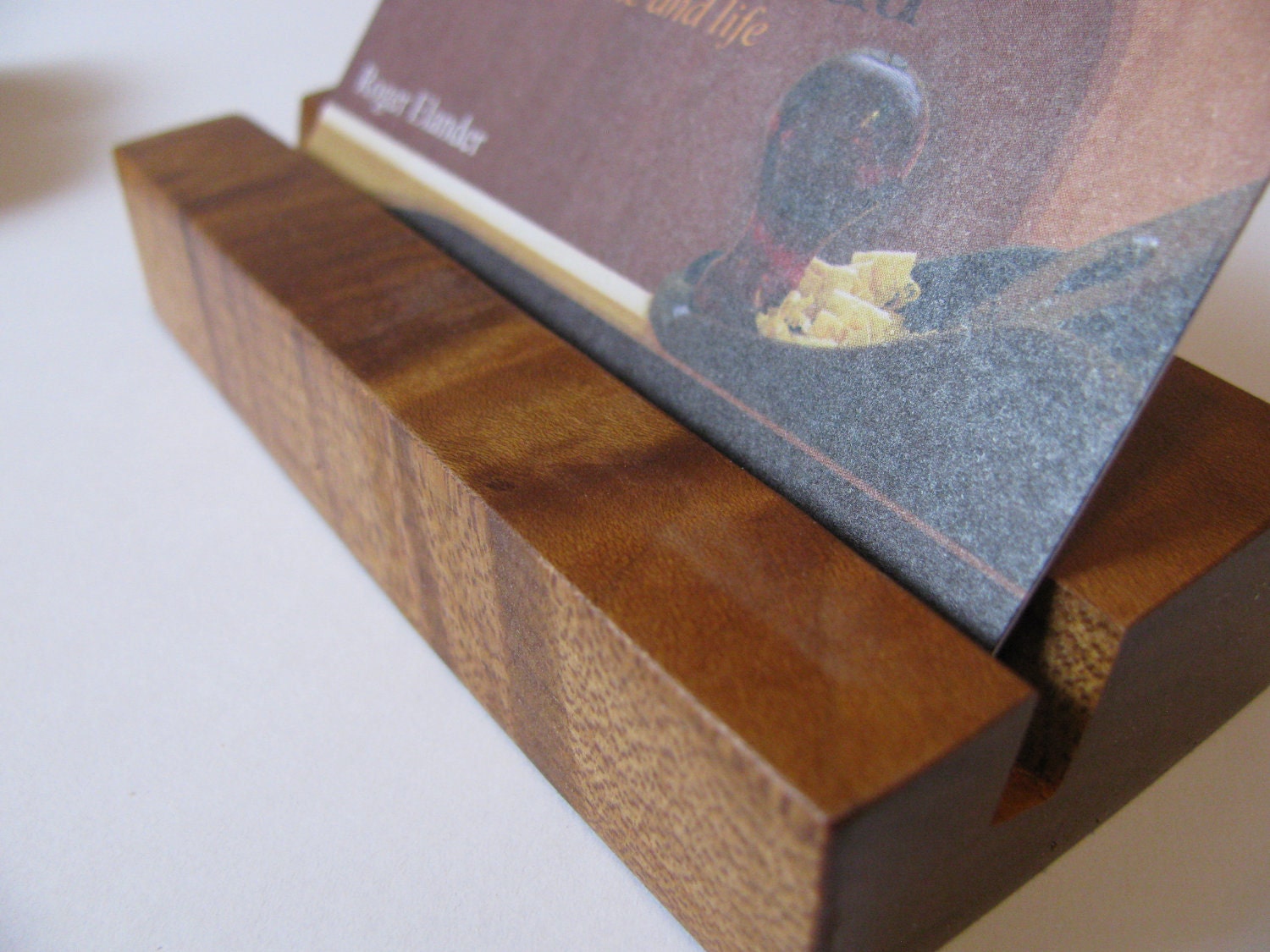Wood business card holder Cooked flame maple Minimalist
