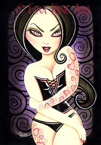 Big Eye Pin up - Little Goth Girl by Gina King