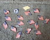 Mini paper ephemera American flags, vintage usa flag, red white blue scrapbooking cut outs, decoupage, mixed media collage art