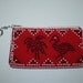 Vintage coin purse, red, beaded coin purse, zipper coin purse, red and black