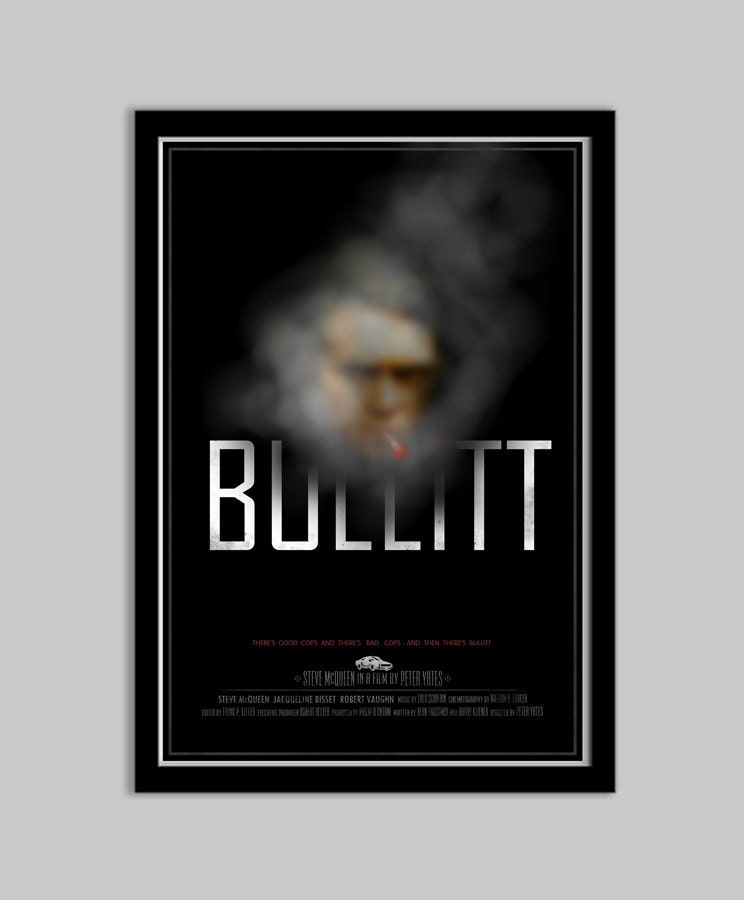 Bullitt - Movie Poster - 12x18 - bullitt, steve mcqueen, movie, poster, retro, classic, film, art