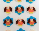 12 Fondant Edible Cupcake/Cookie Toppers - Owls