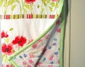 Free shipping. SALE. Spring baby  quilt. Spring wild red poppies baby girl quilt. A gift for a todler or a baby girl - DearQuilt