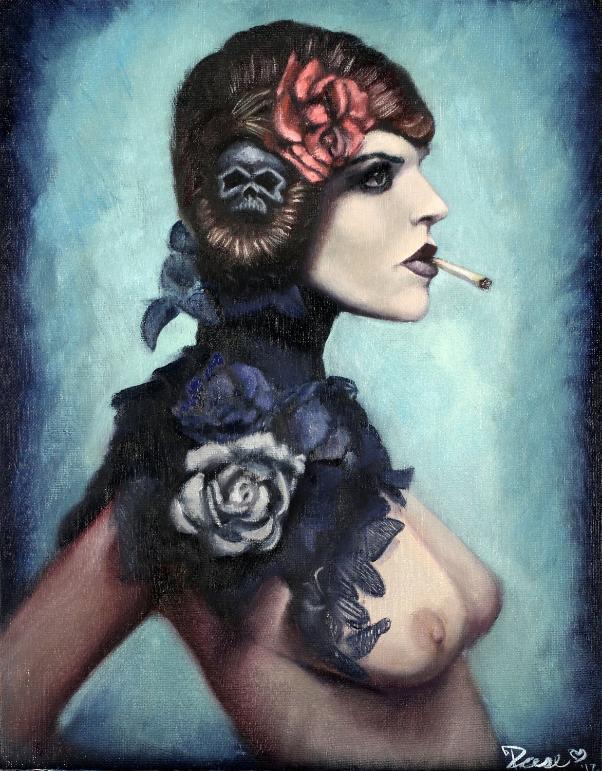 Nadine: Fetish Series. A Reese Hilburn (RockabillyReese) Original Oil Painting.