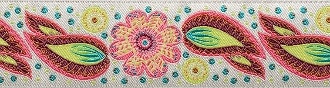 Floral and Paisley Ribbon by Anna Maria Horner - 1 Yard - Coral Florish Paisley - 1 1/2 Inch - Renaissance Ribbons - Floral Ribbon