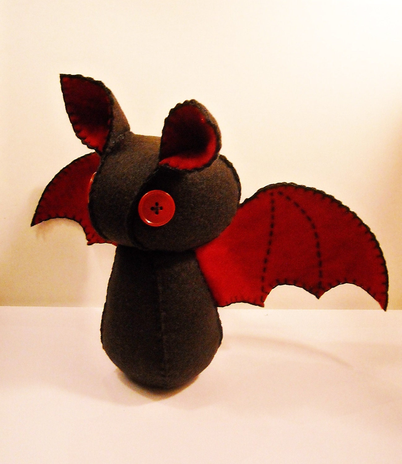 Felt black and red bat stuffed plush toy