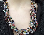 Handmade Multi-Color, Multi-Strand Glass Bead Necklace