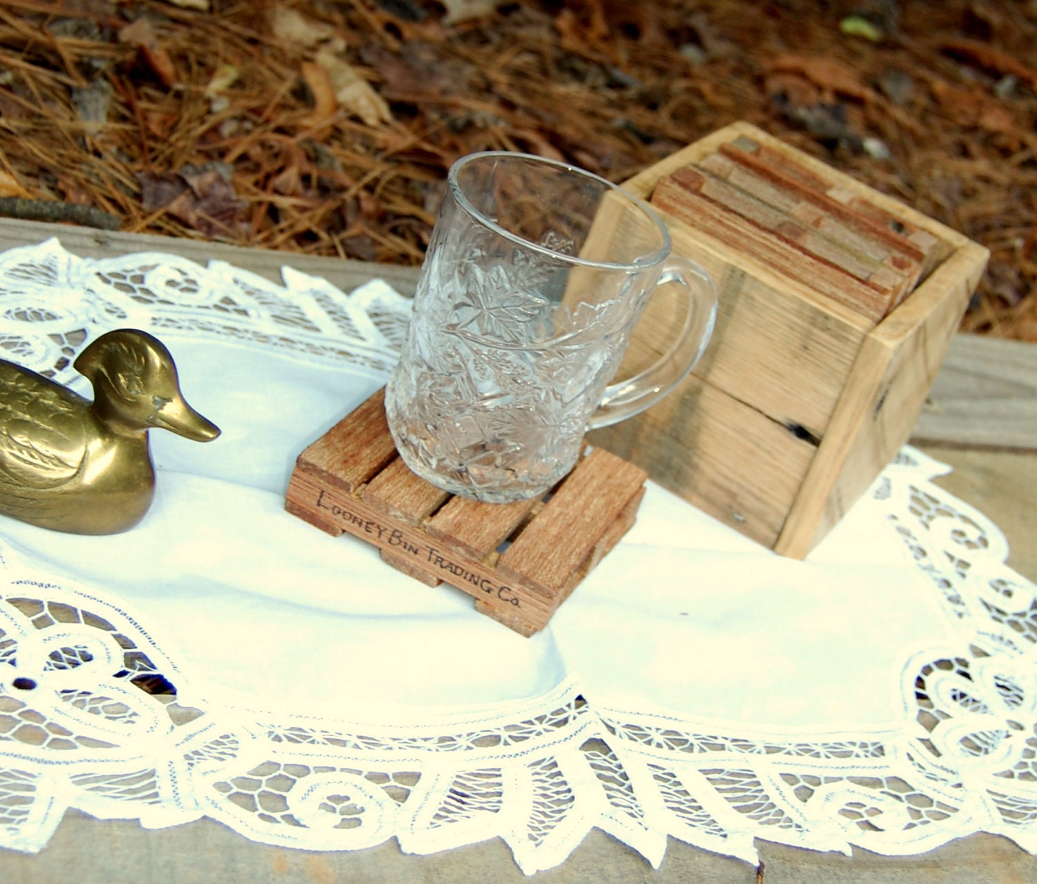 Miniature Pallet Coaster Set with Storage Box