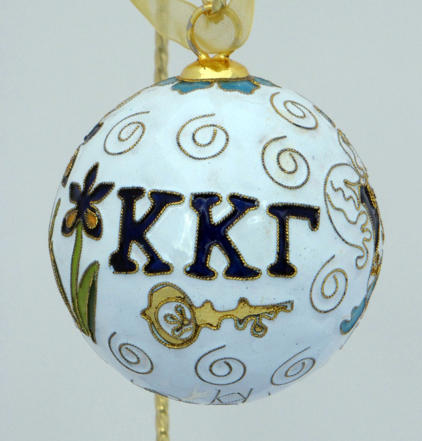 Kappa Kappa Gamma Cloisonne Ornament with 24k gold plating