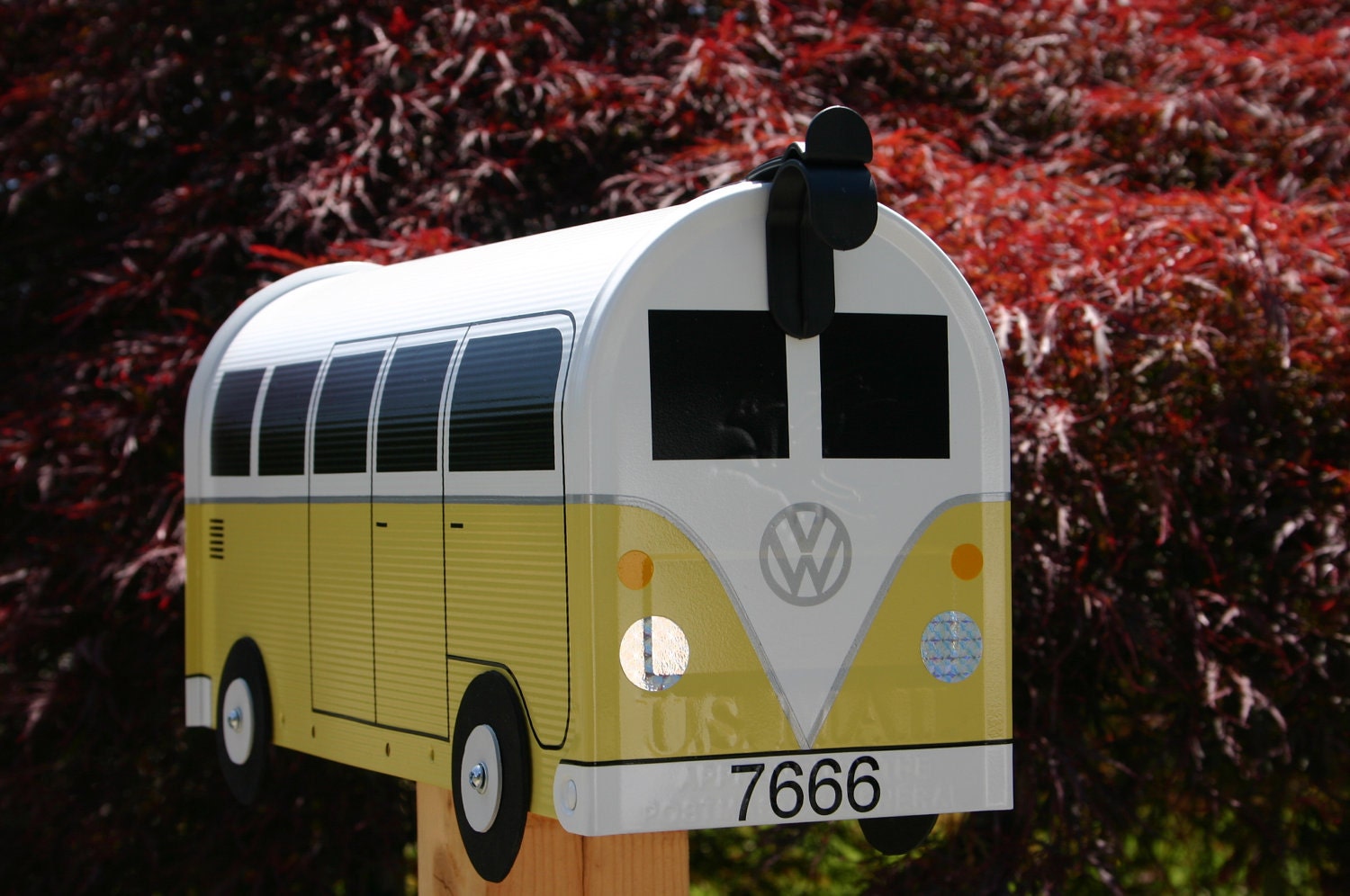 Yellow Volkswagen Bus Mailbox by TheBusBox Custom made - Choose your color - SplitBusBox