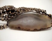 Geode Pendant Necklace, Gemstone Pendant, Layered Crystal Necklace, Gemstone Statement Necklace