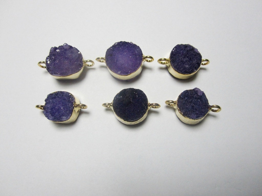 Purple Color Druzy Connector Natural Drusy Connector Round Shape AA quality-1PC