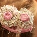 vintage inspired upcycled children flower hair piece - photo prop - pink and gray hair clip fabric flower flower girl rosette