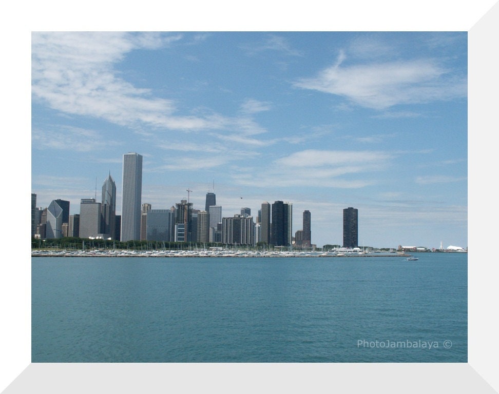 Chicago skyline: big city print 8x10 downtown Chicago travel photography urban skyscrapers architecture photo skyscrapers blue Lake Michigan