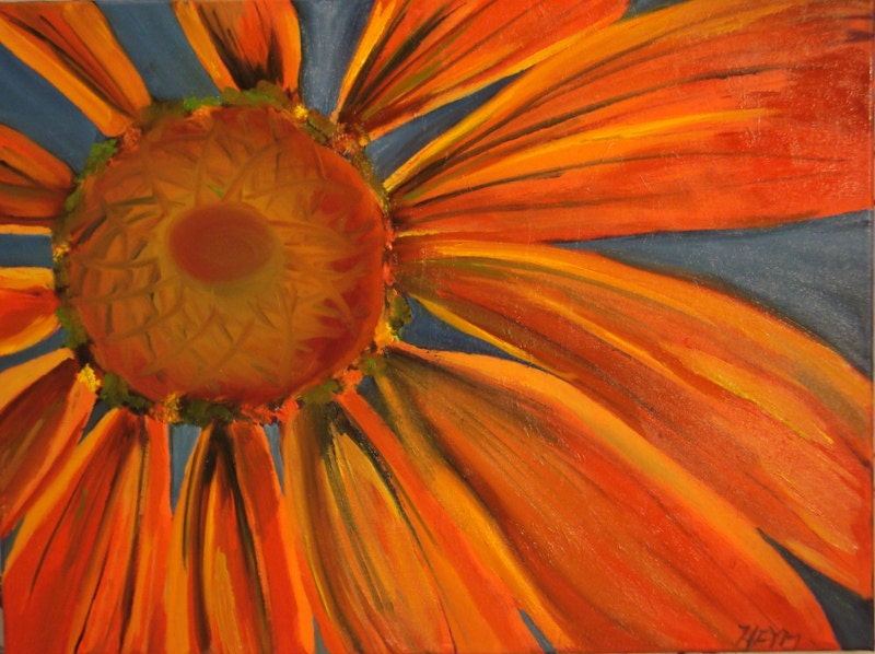 Red Daisy - Original Painting of a Flower - 18x24