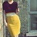 Mustard Yellow Highwaist Pencil Skirt 80's