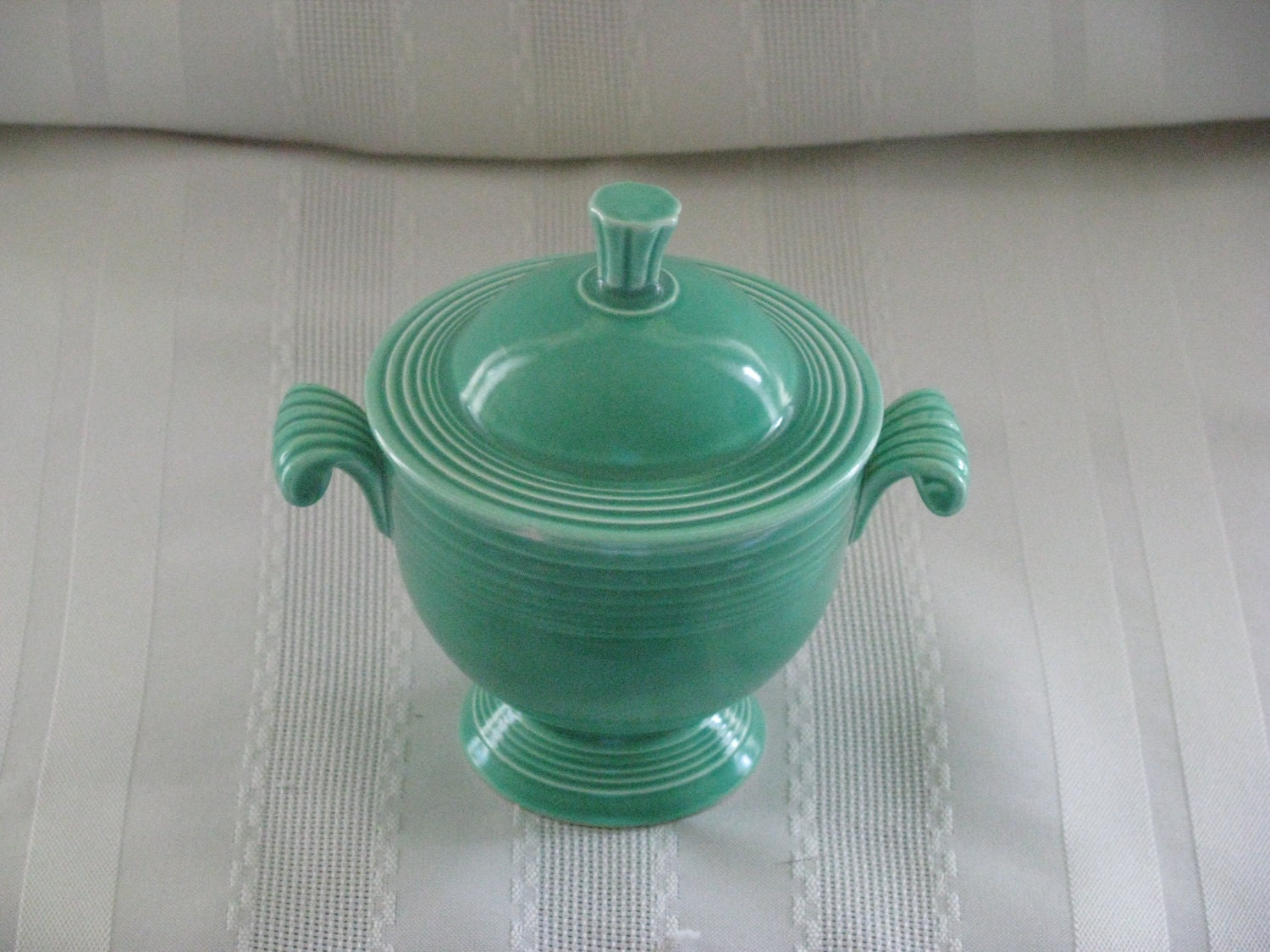 Vintage Fiesta Ware Green Sugar Bowl with Lid by MyraE on Etsy