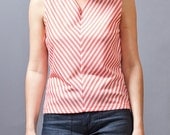 Cute 1970s Tehana Nancy Haley coral chevron stripe v-neck tank. Small