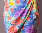1980s bright floral print mini wrap skirt by Judy Knapp. Small