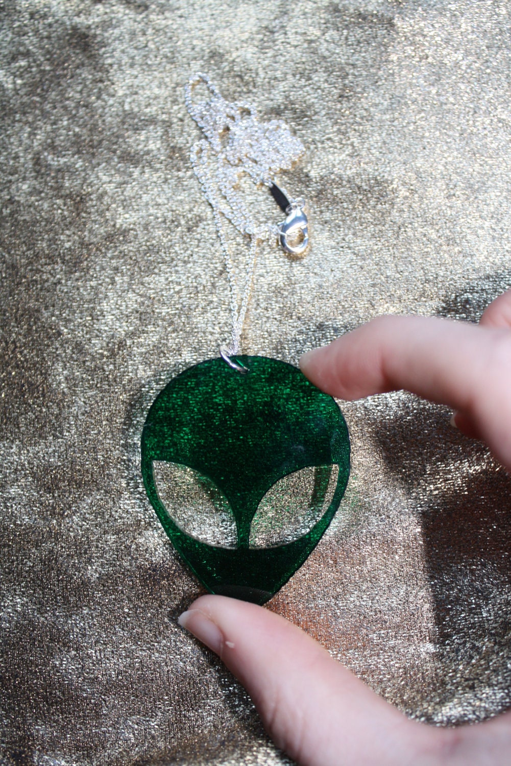 SEE THROUGH GREEN Alien Necklace